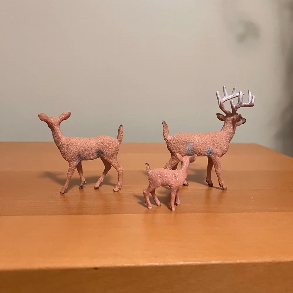 Plastic Deer Figurines Family Buck Doe Fawn